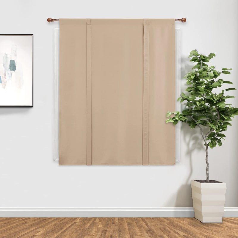 DWCN Blackout Curtains-Tie Up Shade for Window Thermal Insulated Room Darkening Rod Pocket Curtains for Kitchen, Beige, W42 X L45 Inches, 1 Panel - Image 4